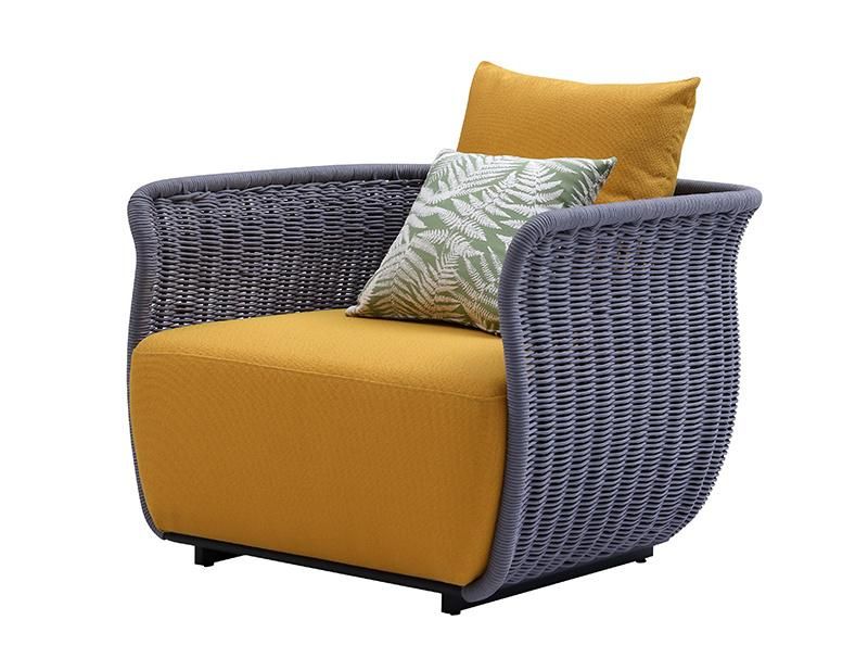 Outdoor Wicker Rattan Modern Italian Design Balcony Garden Hotel Resort Villa Project Aluminum Frame Customized Terrace Leisure Sofa Furniture