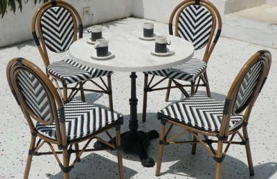 Hotel Outdoor Furniture Cast Aluminum Villa Dining Set 5 Piece Garden Furniture Round Table Patio Leisure Rattan Chair