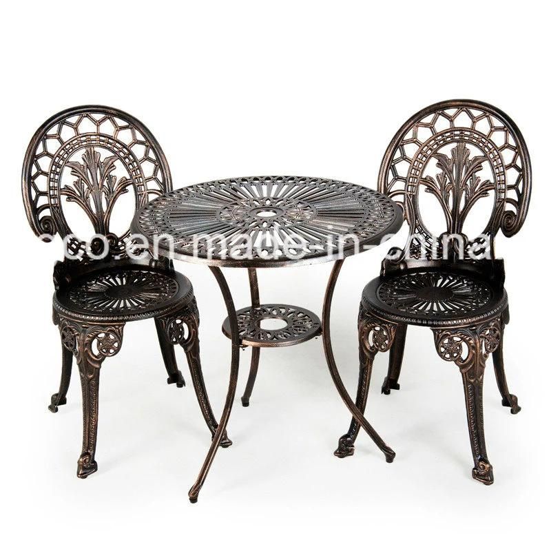 Garden Bistro Set 3 PCS with Cushions 1 Table 2 Armchairs Outdoor Cast Aluminium Furniture Black