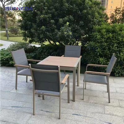 Patio Dining Table Set with Textilene Back and Set chair