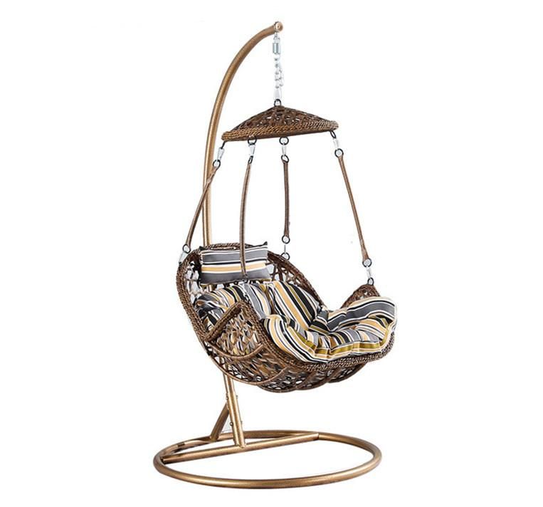 Wholesale Modern Handmade Outdoor Garden Rattan Padded Cushion Swing Chair