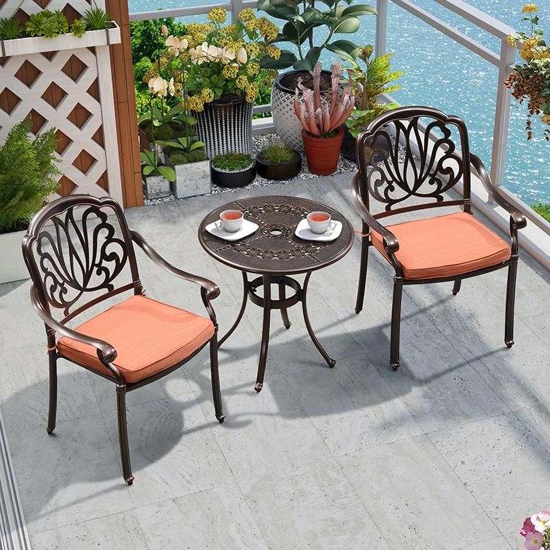 Diameter 80cm Antique Cast Aluminum Patio Dining Set Furniture Outdoor