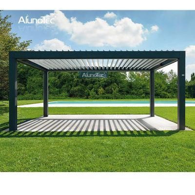 AlunoTec Waterproof Outdoor Louvered Roof Bioclimatic Pergolas Aluminium Pergola for Garden