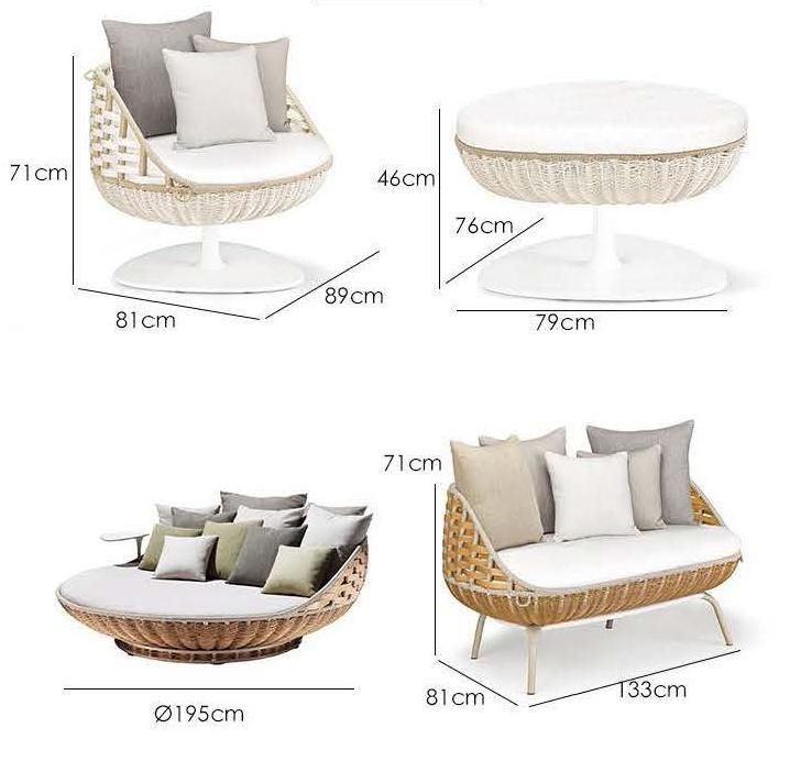 Round Rattan Swing Bed Garden Furniture Hanging Bed Patio Swing Chair Wicker Hotel Furniture Porch Hanging Bed