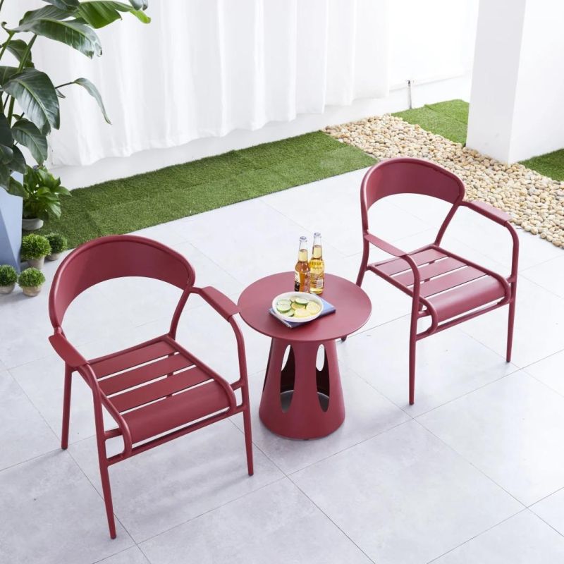 2021 New Design Aluminum Frame Stacking Metal Dining Armchair