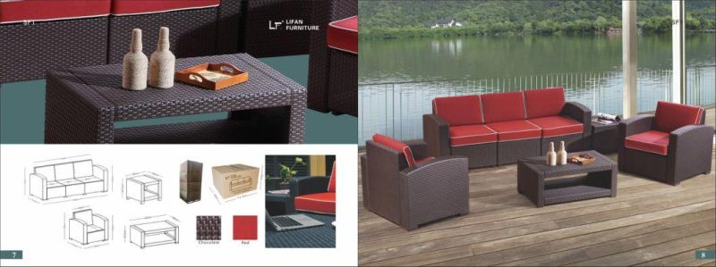 Hotel Patio Lounge Set Plastic Rattan Sofa