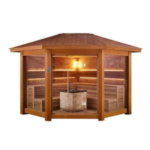 Mexda Outdoor Wooden Red Cedar Aluminum Roof Sauna Room Gazebo Ws-1501lt