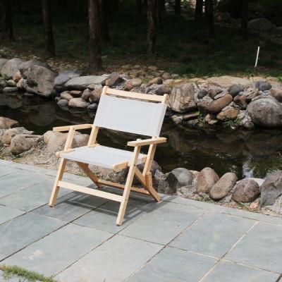 Foldable Wood Beach Made of Hard Wook and Canvas for Picnic Lawn Patio and Outdoors Camping Chair