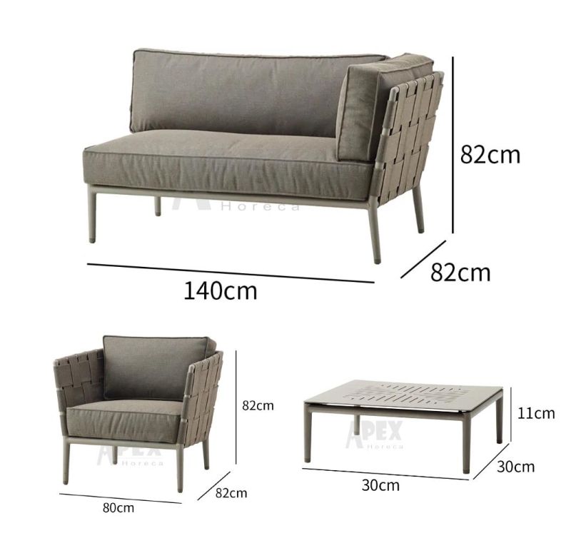 Outdoor Waterproof Aluminum Frame Garden Furniture L-Shaped Combination Sofa Set