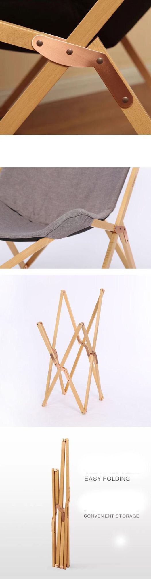 Portable Wood Beach Chair Butterfly Chair Anti-Tear Fabric Folding Outdoor Camping Chair