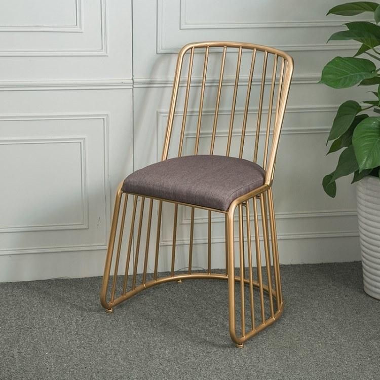 Luxury Beauty Salon Metal Rose Gold Wire Chair Durable Wrought Iron Garden Event Wedding Dining Chair