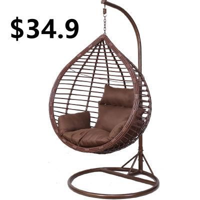 Patio Wicker Outdoor Garden Egg Rattan Cushion Hanging Swing Chair