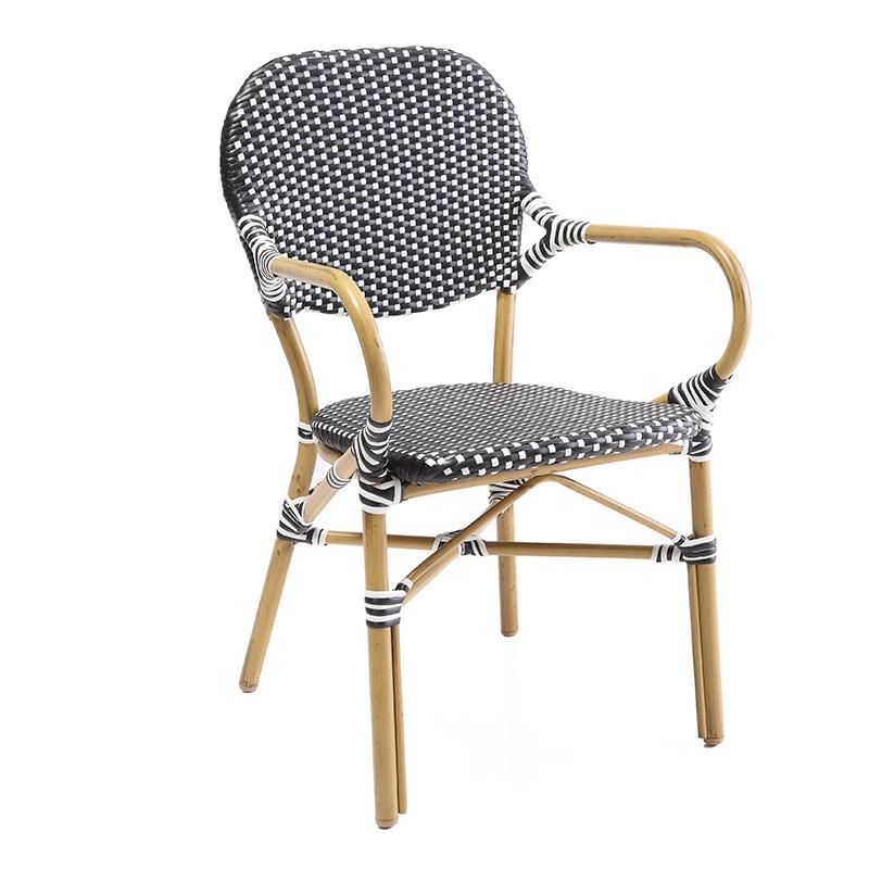 Black and White Combination Pattan PE Rattan Cafe Bar Outdoor Chair