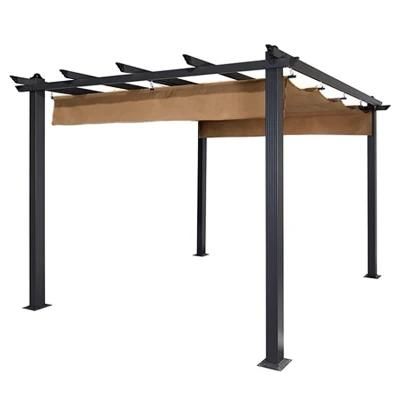 Solid Retractable Pergola Outdoor Knocked-Down Pergola for Shade