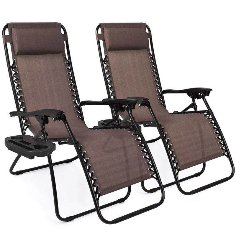 Fmab Zero Gravity Folding Lounge Beach Chairs W/Canopy Magazine Cup Holder