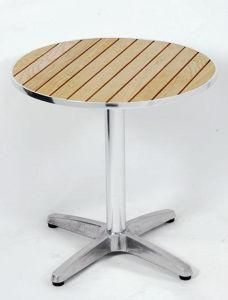 Garden Camping Shining Aluminum Wooden Bar Bistro Round Table