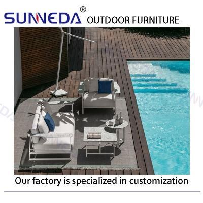 Outdoor Courtyard Acrylic Cushion Artistic Leisure Sofa with HPL Table