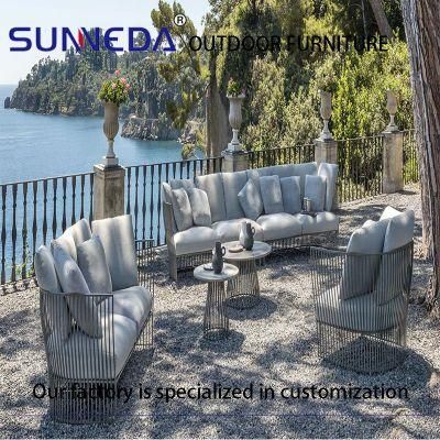 Modern Outdoor Double Seat Sofa with Marble End Table