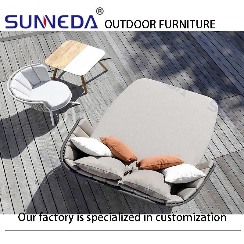 Outdoor Garden Rattan Woven Wicker Backyard Lawn Furniture Comfortable Furnitures Aluminum Sofa