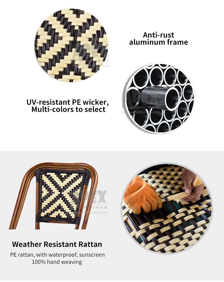 Outdoor Commercial French Rattan Bistro Bar Stool High Chair