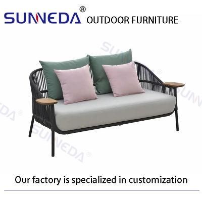 Outdoor Luxury Patio Soft Sofa with Rock Board Tea Table