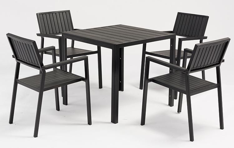 Grey Plastic Wood Patio Garden Sets Furniture for Restaurant Hotel