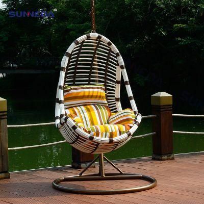 Outdoor Rattan Garden Patio Hotel Swing Cradle Egg Chair with Cushion