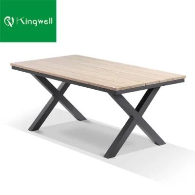Contemporary Outdoor Garden Furniture Teak Aluminum Dining Table for Coffee Shop
