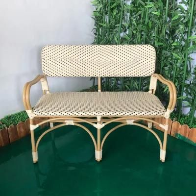 Factory Wholesale New Design Metal Rattan Double Chair Outdoor Garden Patio Furniture