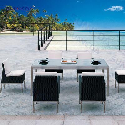 Villa Resort Modern Patio Furniture Garden Outdoor Patio Aluminum Rattan Dining Chairs and Table