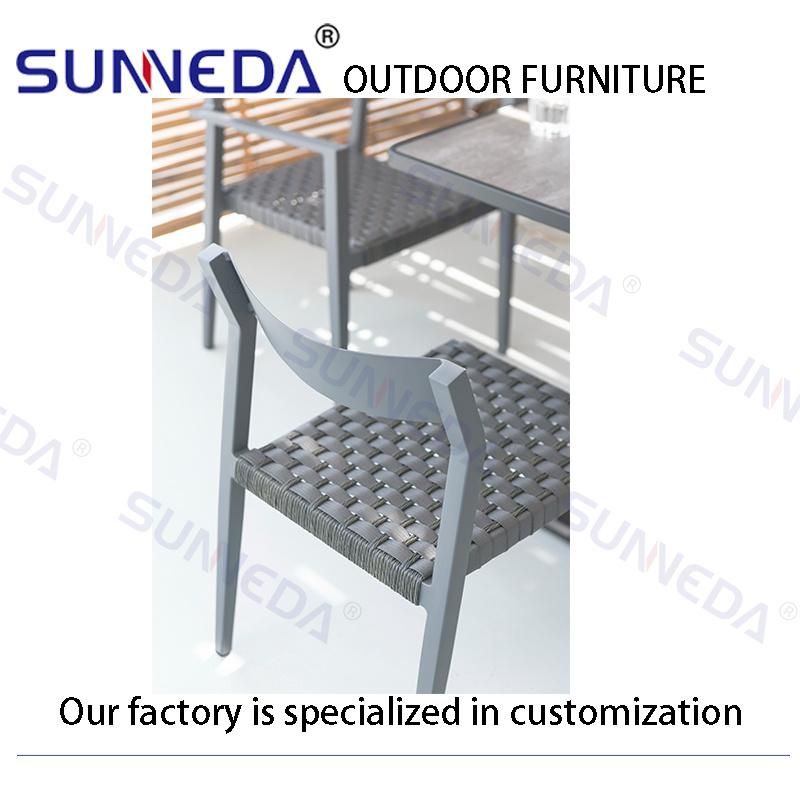 Outdoor Garden Hotel Full Aluminum Frame Rattan Table and Chair Combination