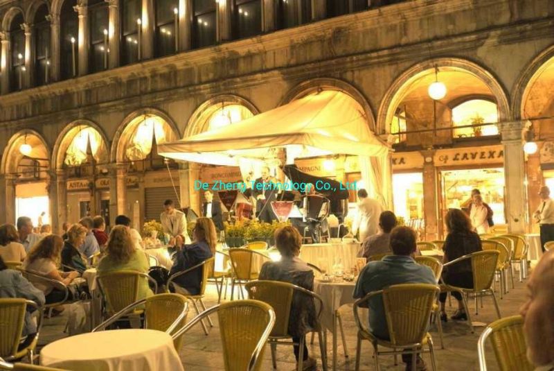 Commercial Outdoor Bistro Restaurant Chair Aluminium Slat Heavy Duty Garden Rattan Bar Chair