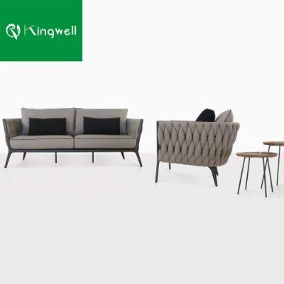 Contracted Style Outdoor Patio Braided Rope Furniture Aluminum Garden Sofa Set Used on Home and Hotel