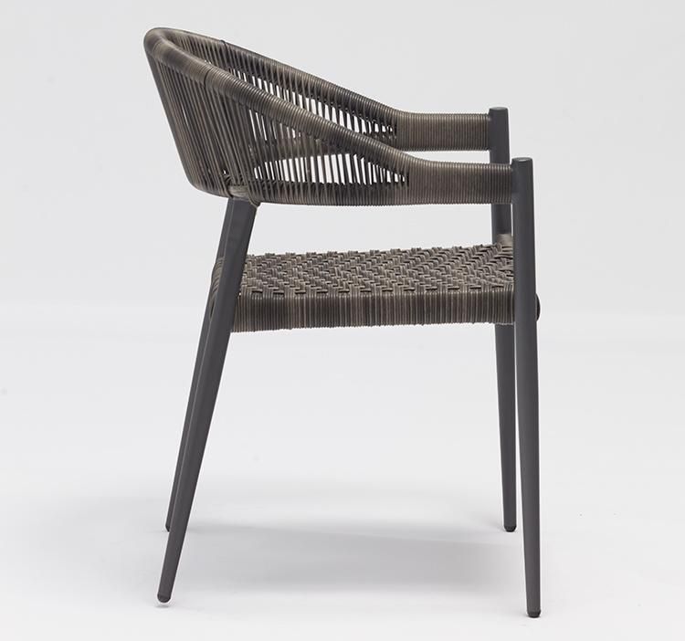 Designer Washable Portable Outdoor Nordic Dining Chair Rattan Stacking with Cone Tube Foot