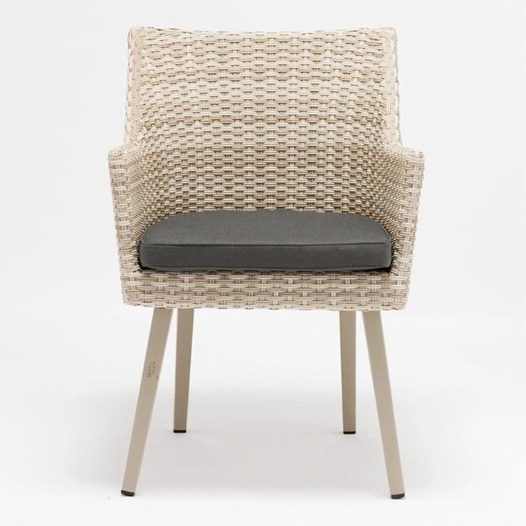 Look as Bamboo Garden Rattan French Metal Cafe Chair with Aluminum Frame