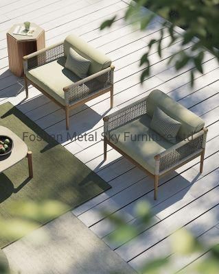 Outdoor Teak Wooden Garden Hotel Villa Patio Rope Rattan Chair