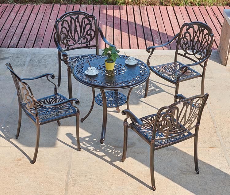 Diameter 80cm Antique Cast Aluminum Patio Dining Set Furniture Outdoor