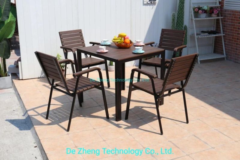 Bistro 5PCS Dining Sets Hotel White Garden Furniture Aluminum 4 Seater Chairs Square Table Outdoor Dining Set