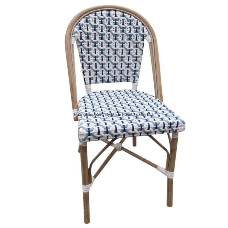 Customized Pattern Durable French Patio Synthetic Rattan Chair with Alumium Legs