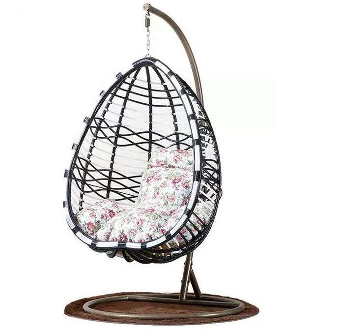 Popular Outdoor Garden Round Headrest Wicker Rattan Hanging Swing Chair