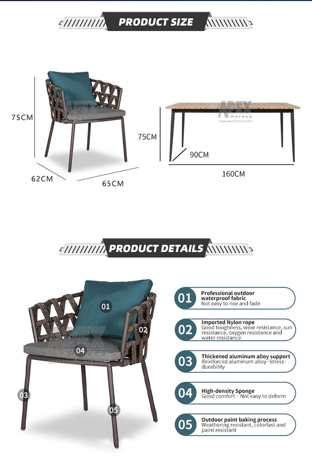 Outdoor Garden Waterproof Aluminum Restaurant Patio Garden Furniture Set Wholesale