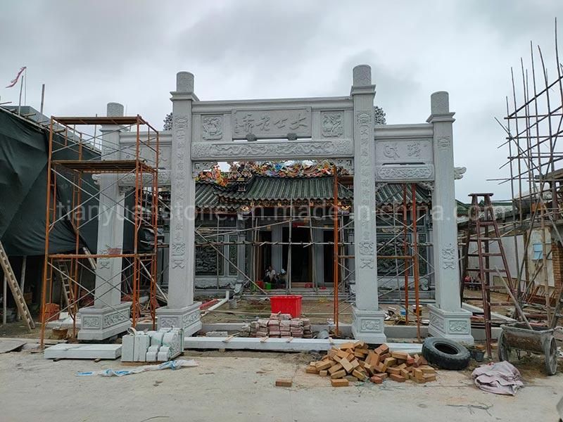 Large Stone Carving Archway Village Entrance Granite Door Archway Stone Paifang for Temple Mountain Gate