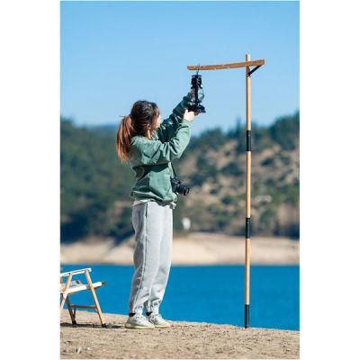 Folding and Detachable Camping Lamp Pole Light Stand Outdoor Wooden Light Holder