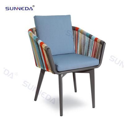 Modern Colorful Outdoor Coffee Chair Aluminum Webbing Armchair