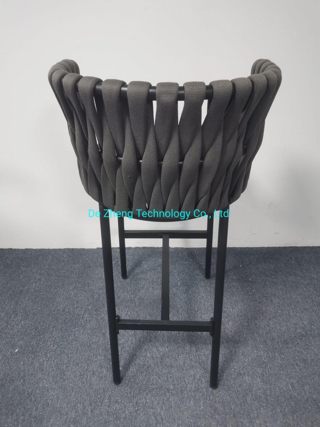 Hot Sale Modern Leisure Outdoor Bar Stool Luxury Aluminum Rope Chair Factory Supply High Quality Garden Furniture