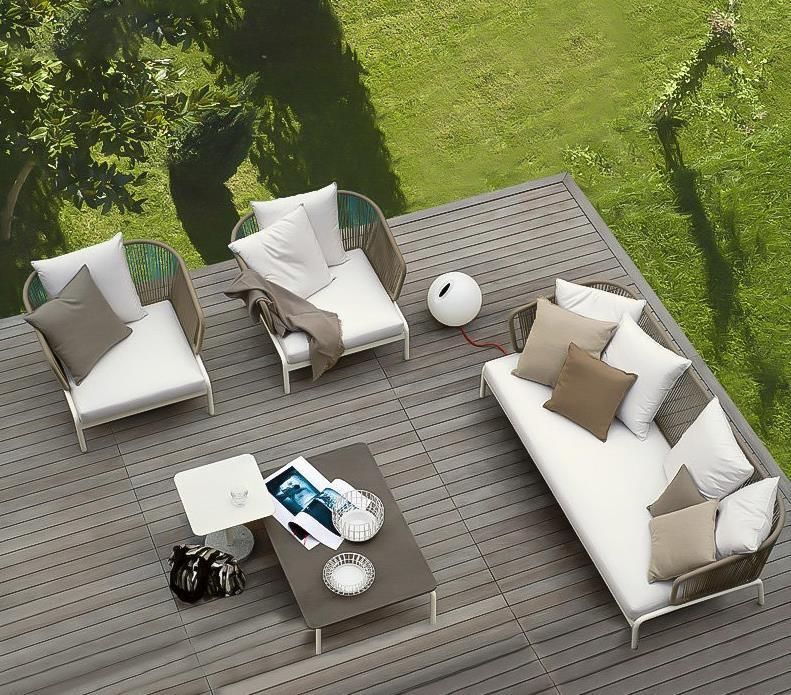 Nordic Hotel Leisure Outdoor Furniture Corner Sofa Set 1 2 3 Seater Rope Garden Sofa