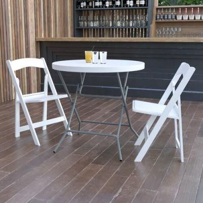 Easy to Clean Table Foot Round Granite White Plastic Folding Table
