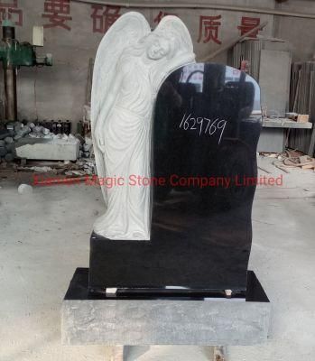 Absolute Black Granite Angel Tombstone for USA Market