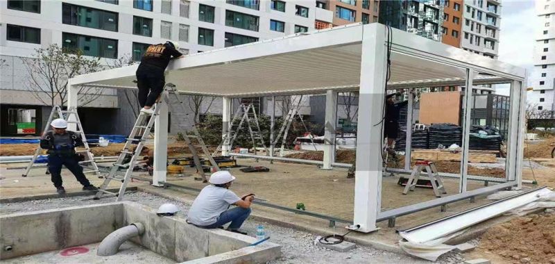 Outdoor Furniture Patio Cover Motorized Aluminum Retractable Awning Manual Adjustable Louver Roof Pergola