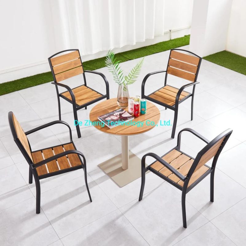 Modern Outdoor Stackable Wood Waterproof Garden Chairs Set for Restaurant
